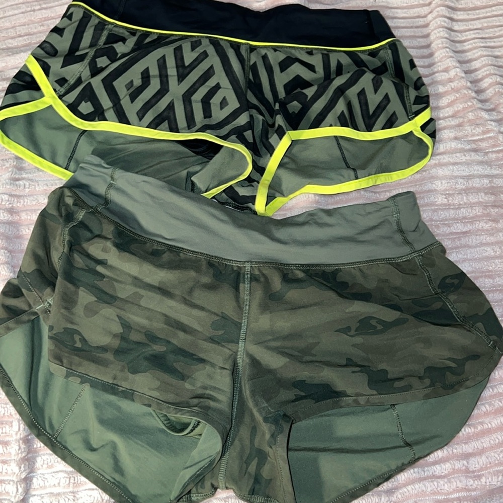 lululemon athletica Green and Black Athletic Shorts